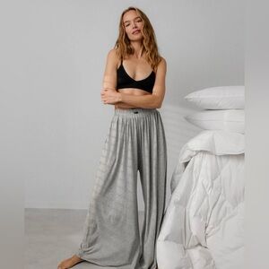 Lunya Wide Leg Pima Lounge Pants Small Storm Gray Heather EUC